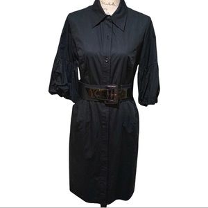 Shani Belted Black Bubble Sleeve Shirtdress Size 12